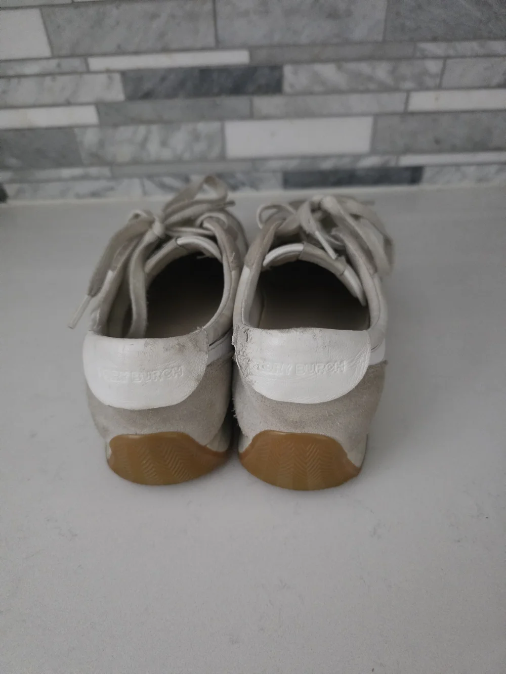 Casual Lace-Up Sneakers in White and Gray
